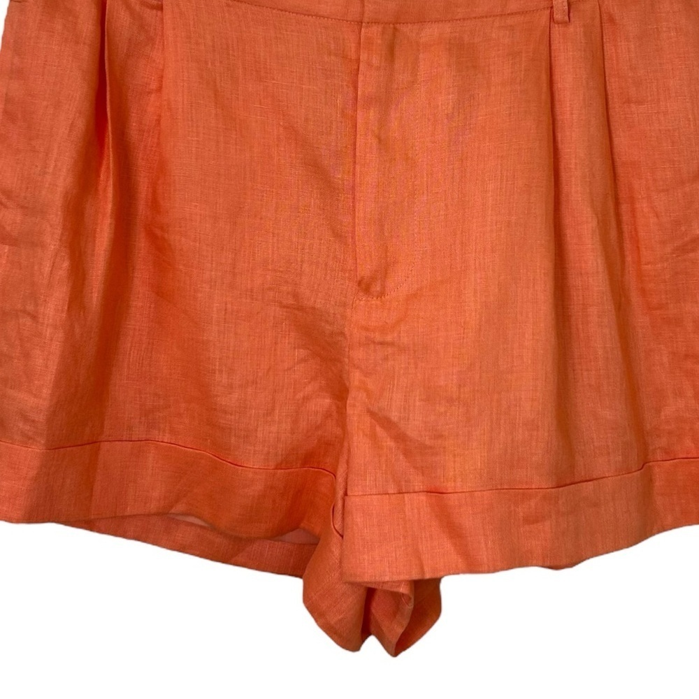 Cami NYC - “Rabia” Tailored Short in Papaya Linen-Blend Pleated - Size 12 Orange - Picture 12 of 17